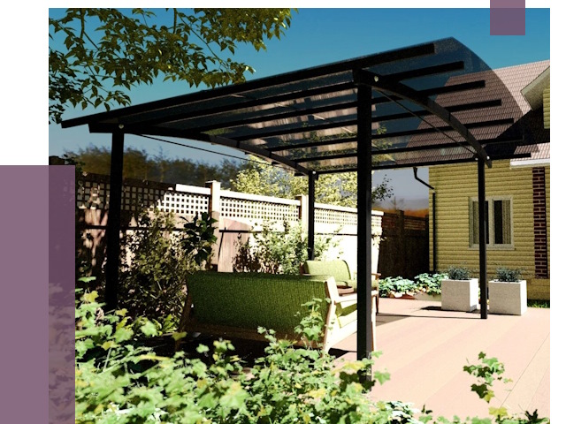 Навесы для террасы в Юрге от 13637 руб. под ключ | ПРОЛЁТ-Юрг