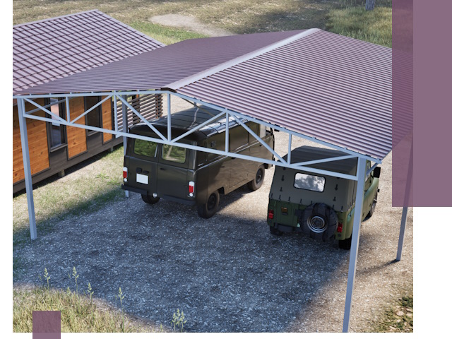 Двускатные навесы под ключ в Юрге — изготовление и монтаж