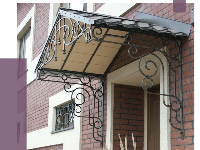 Двускатные козырьки в Юрге под ключ от 13370 руб.